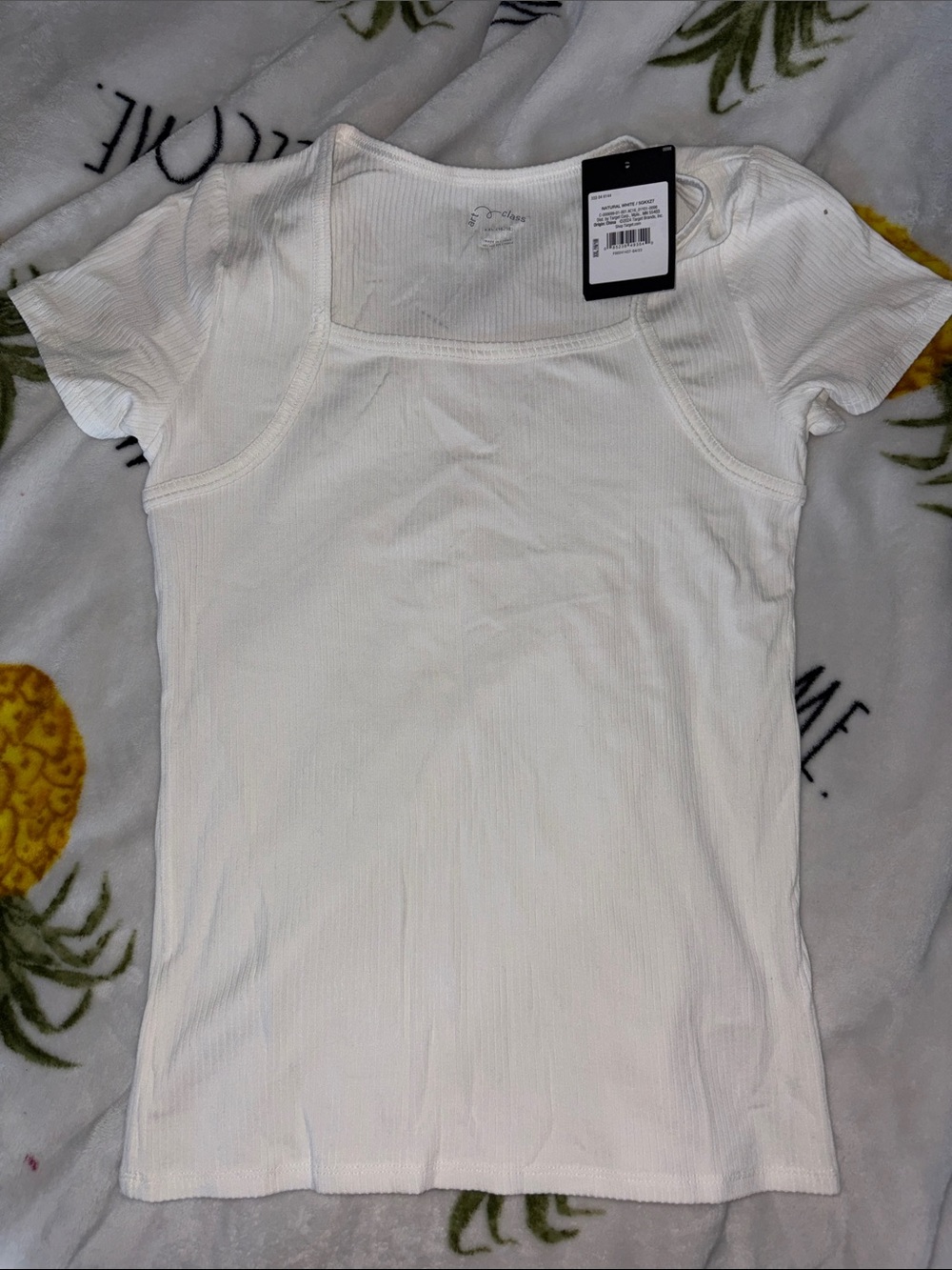White Ribbed Square-Neck Tee - art class XXL 16/18